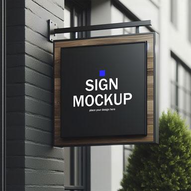 Logo Mockup Modern Black Hang Sign