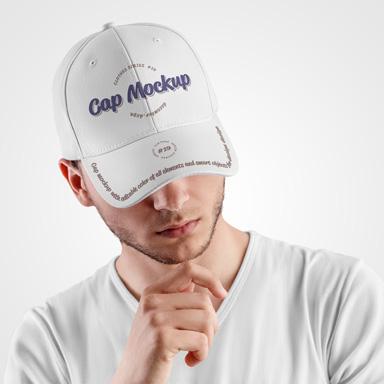 Mens With T-shirt & Cap Mockup