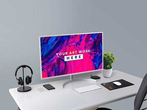 Desktop With Table Mockup